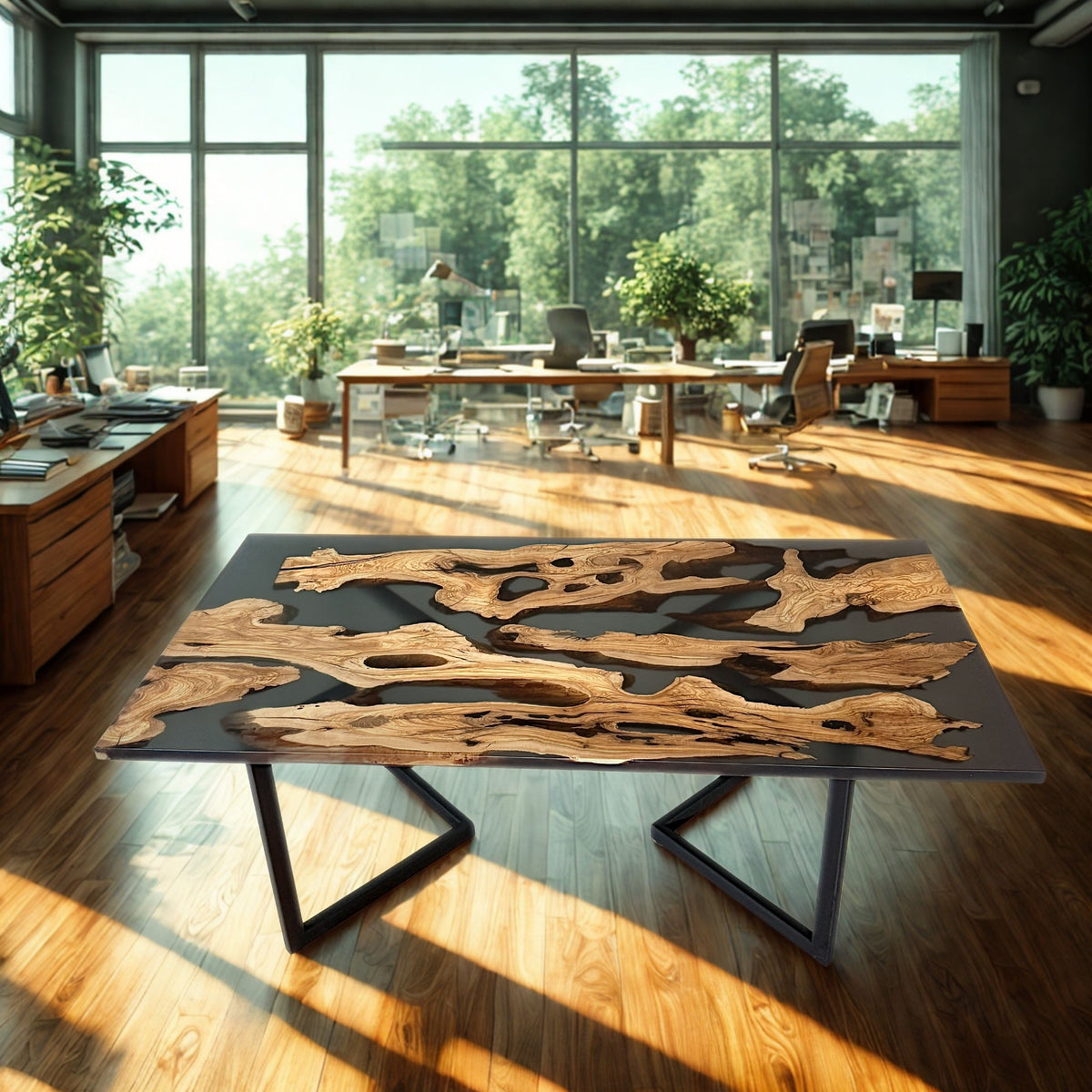 Handcrafted Olive Wood & Epoxy Dining Table – Custom Made, 200x100 cm