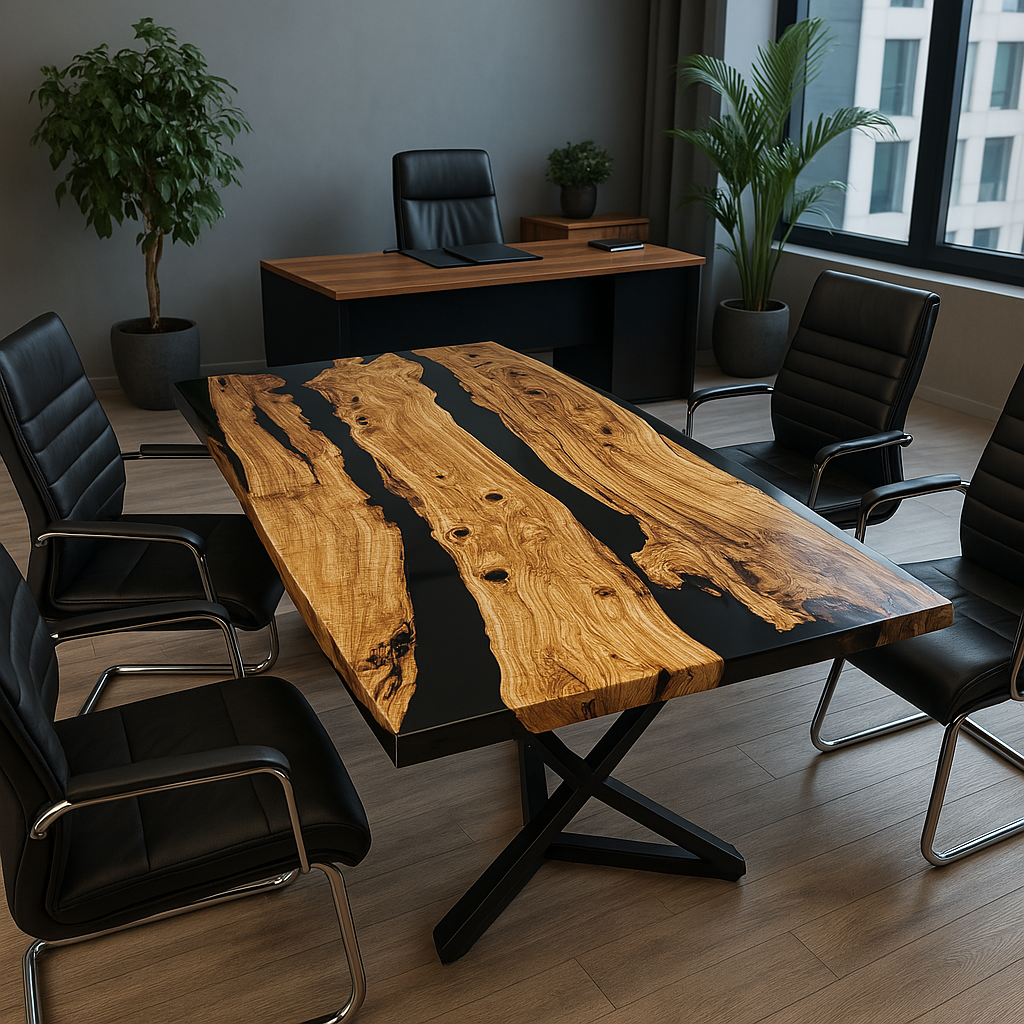 Handcrafted Olive Wood & Epoxy Dining Table – Custom Made, 200x100 cm