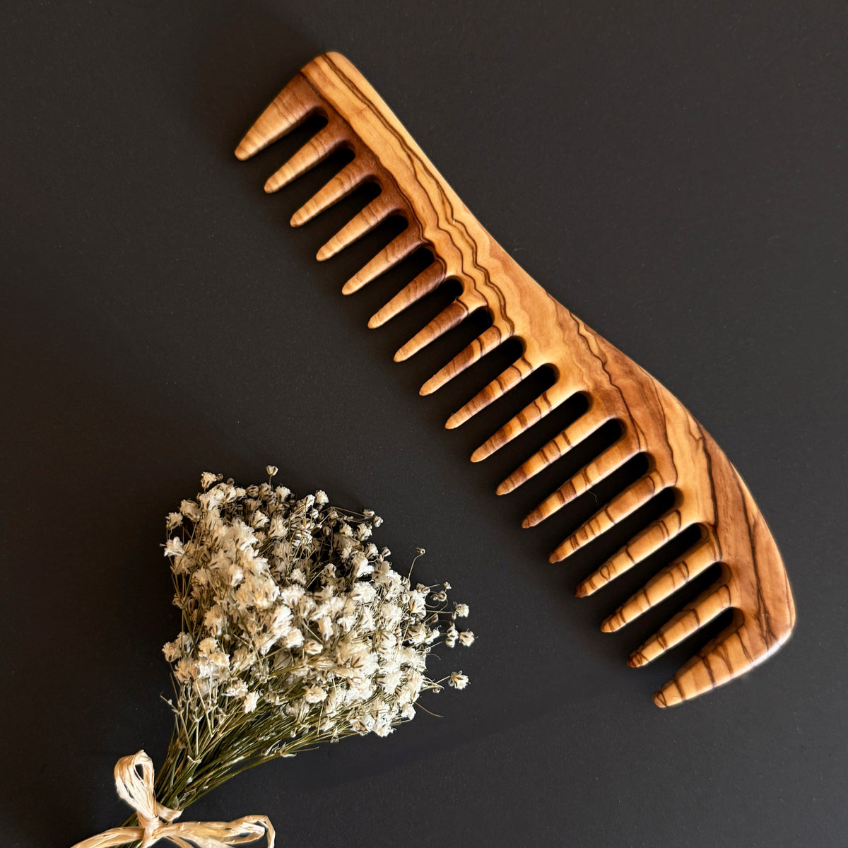 Hector Handmade Olive Wood Wide Tooth Comb – 17cm | Anti-Static, All Hair Types