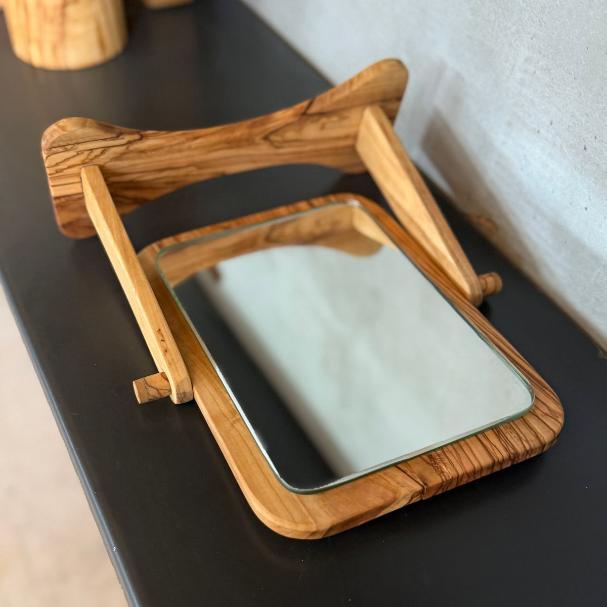 Handcrafted Olive Wood Table Mirror