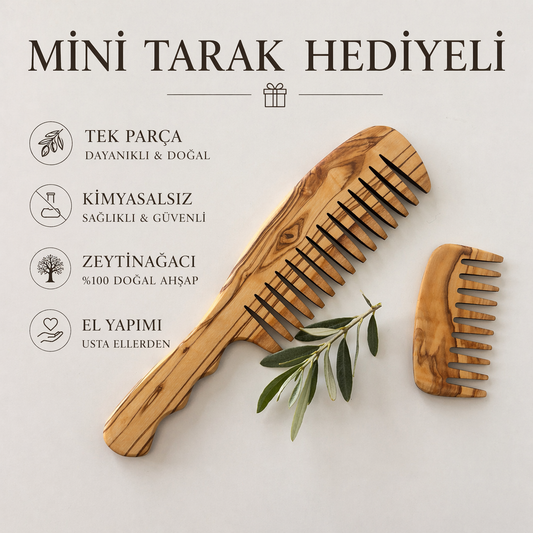 Olive Wood Wide Tine Comb, Handmade Wooden Hairbrush, Wooden Comb