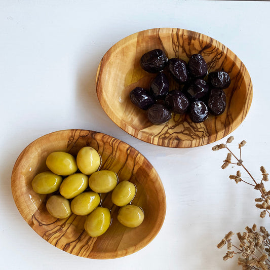 Zeytin Ağacından Eliptik Tabaklar, Meyve ve Sebzeler İçin Ahşap Servis Tabakları, Oval Atıştırmalık Tabakları