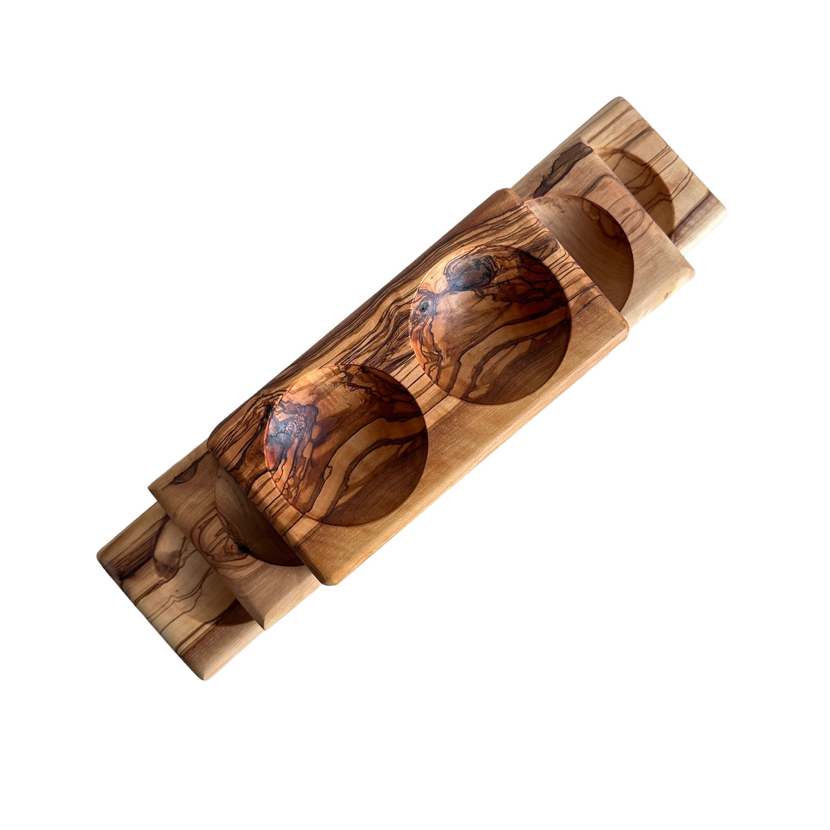 Olive Wood Snack Service Plate, Elegant Snack Appetizer Bowl, Hand Made 2, 3 or 4 Compartment Snack Tray