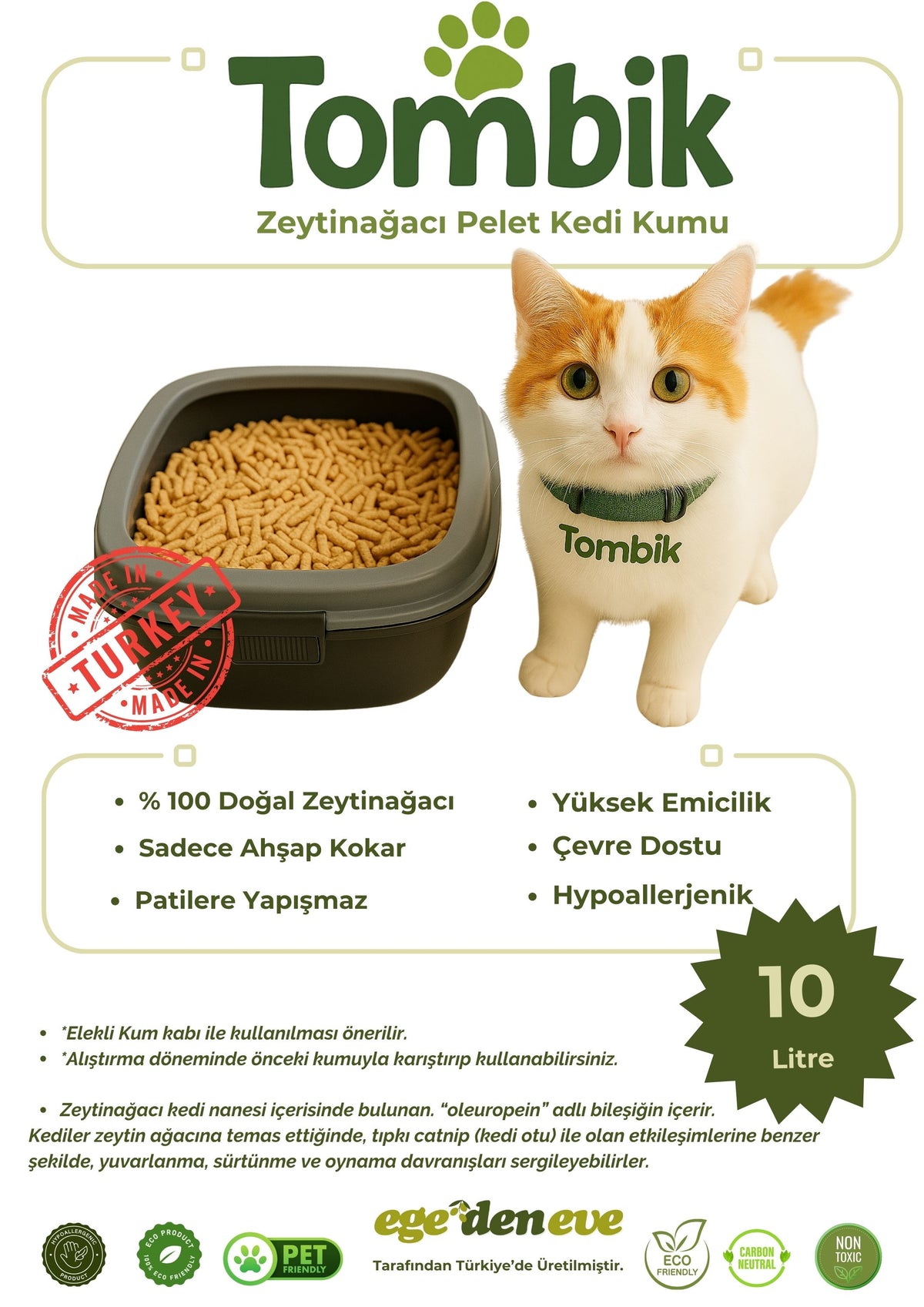 Zeytin Ağacı Pellet Kedi Kumu – Doğal, Sürdürülebilir ve Hipoalerjenik