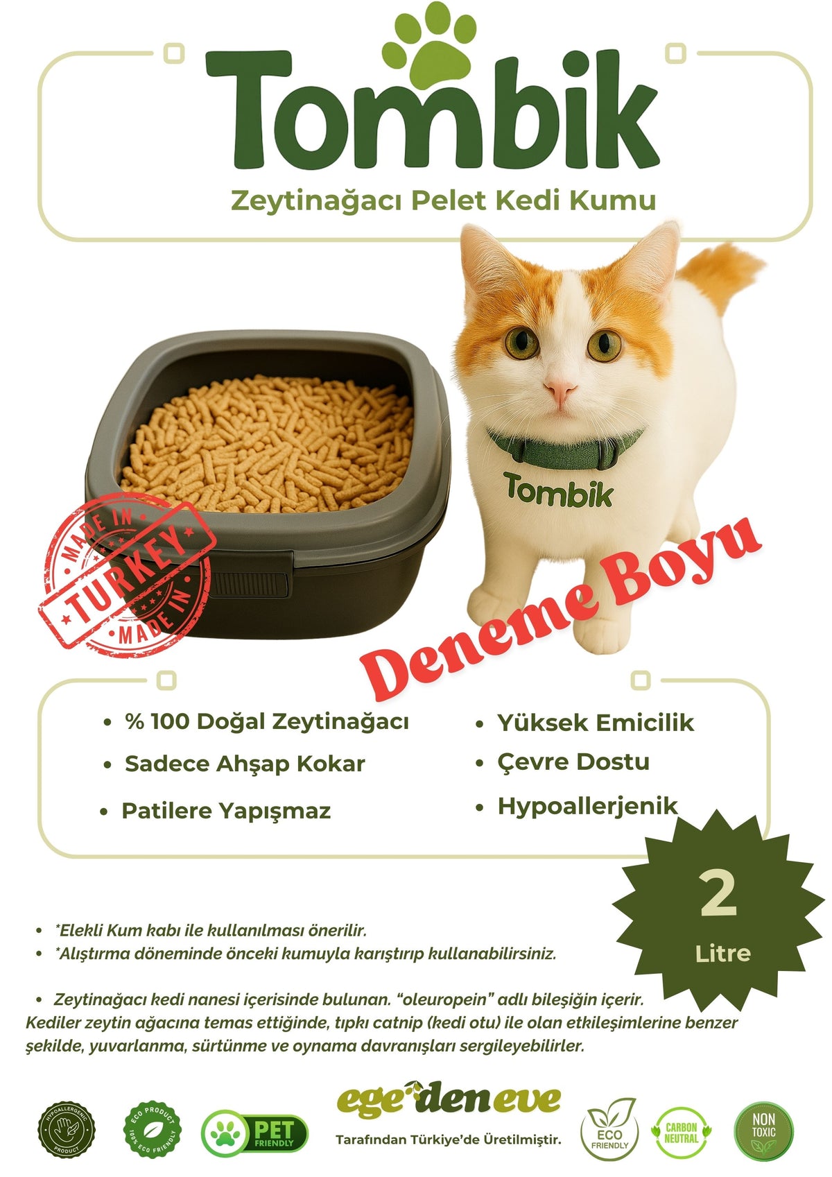 Zeytin Ağacı Pellet Kedi Kumu – Doğal, Sürdürülebilir ve Hipoalerjenik