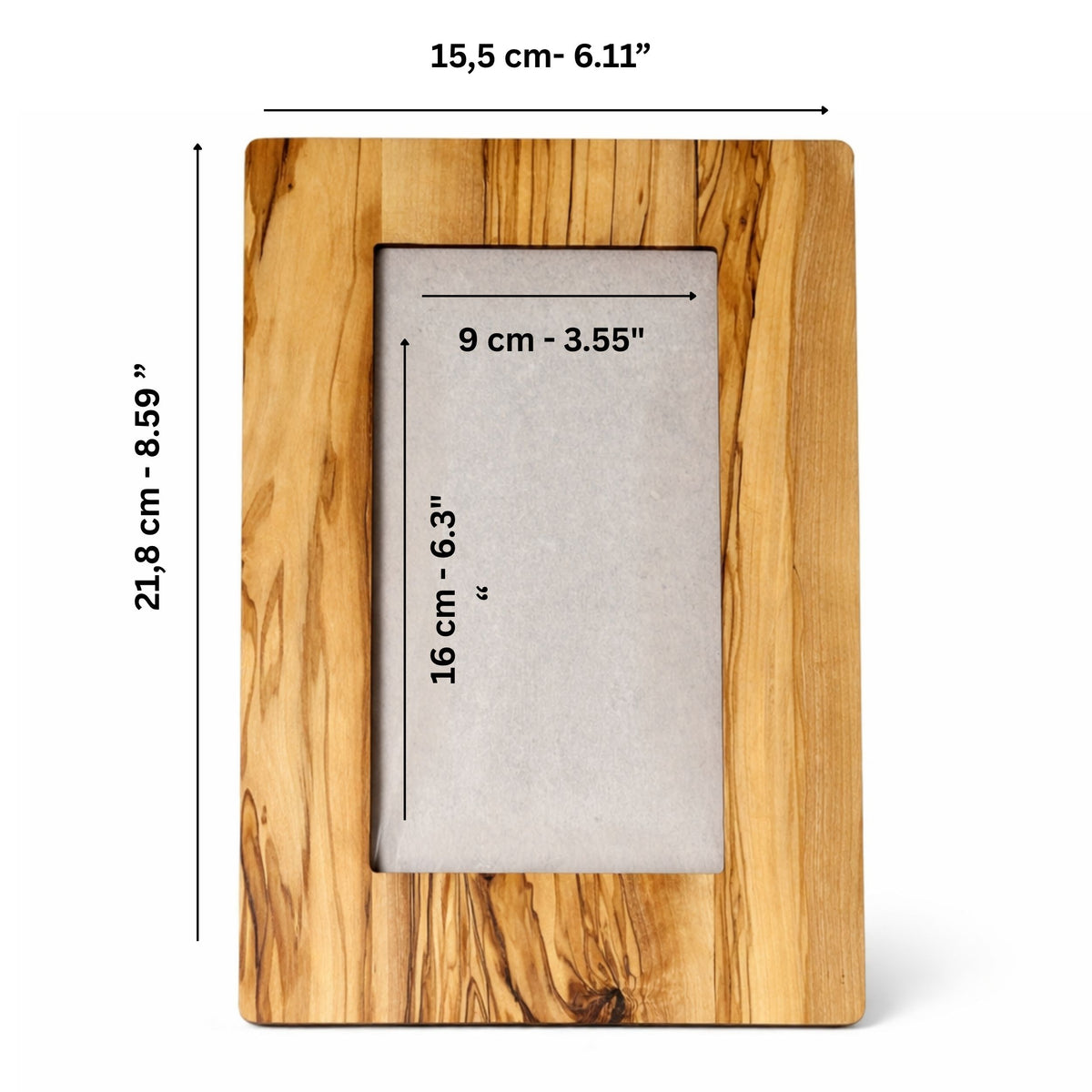Personalized Olive Wood Photo Frame – Handcrafted, Dual Orientation (Vertical & Horizontal)
