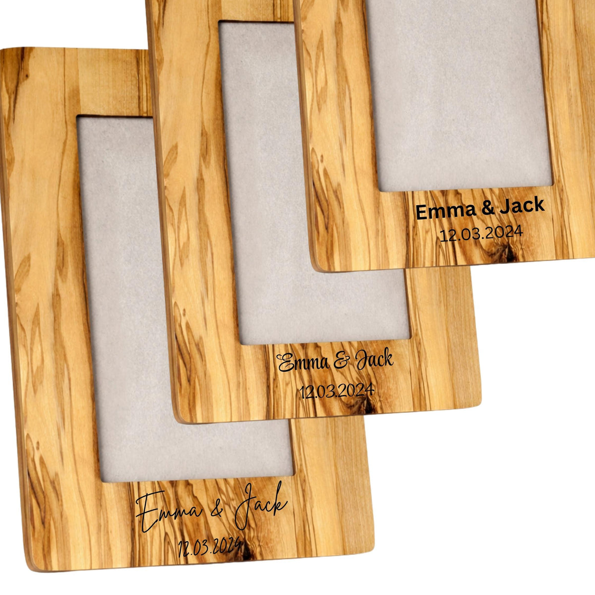 Personalized Olive Wood Photo Frame – Handcrafted, Dual Orientation (Vertical & Horizontal)