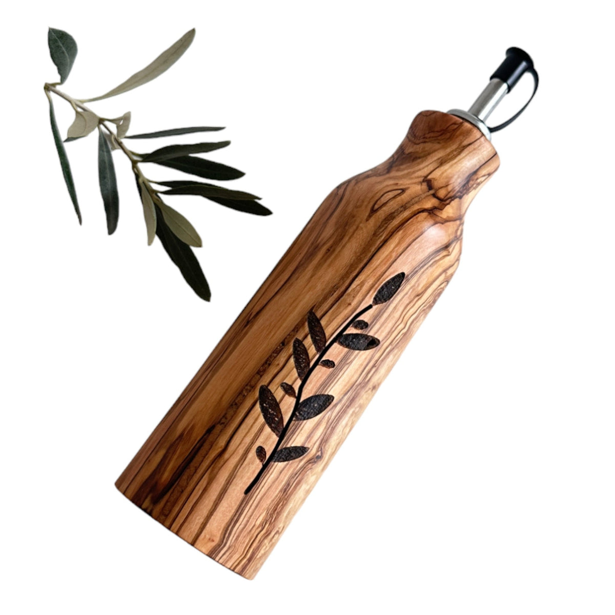 Olive Wood Oil and Vinegar Bottle - Elegant and Functional Kitchen Decor