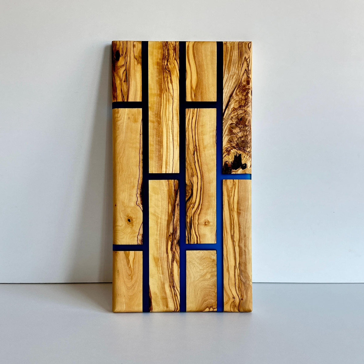 Hand Crafted Olive Wood And Resin Charcuterie Board Board With Brick Pattern | New Home Gift | Olive Wood Board With Epoxy
