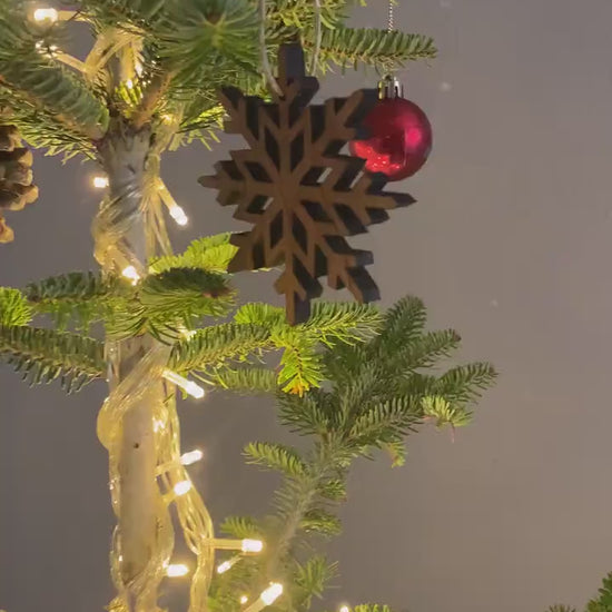 Olive Wood Snowflake Christmas Ornaments, Olive Wood Christmas Ornaments