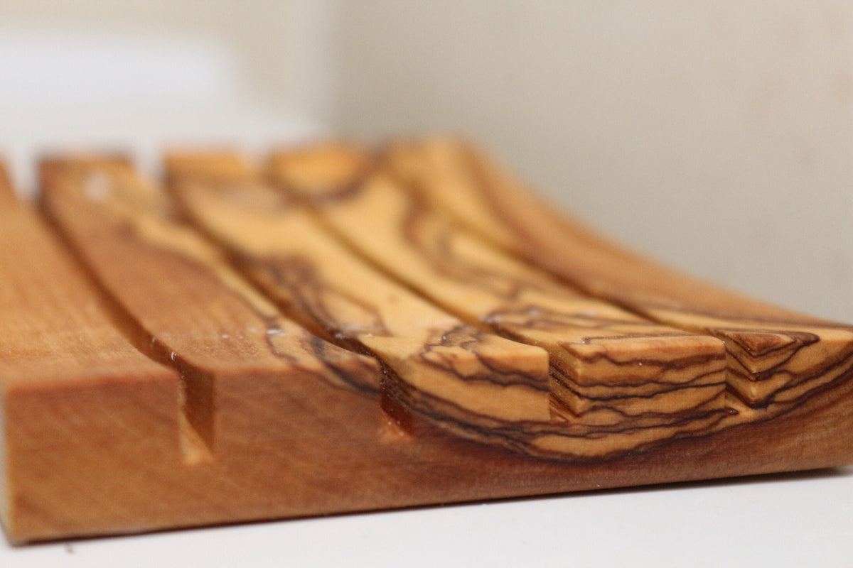 Olive Wood Soap Holder with Free Natural Olive Oil Soap