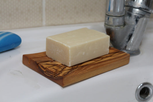 Olive Wood Soap Holder with Free Natural Olive Oil Soap