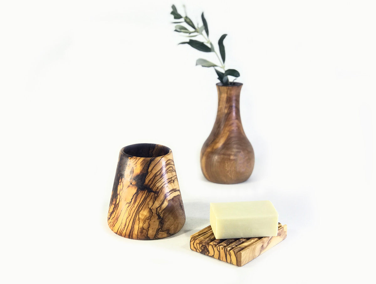 Zeytin Ağacı Banyo Seti, Zeytin Ağacı Diş Fırçası Tutucu, Otantik Sabunluk, Doğal Ahşap Diş Fırçası ve Sabunluk Seti