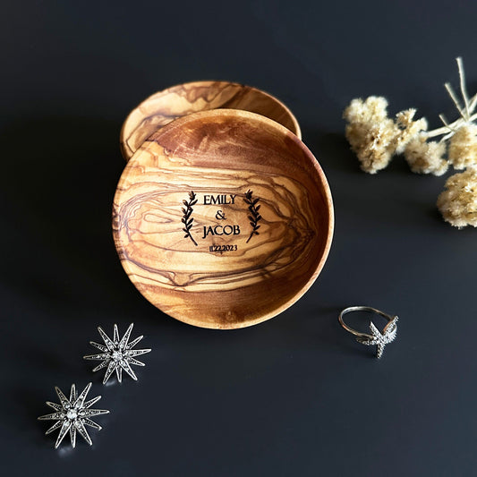 Personalized Ring Dish, Engagement Ring Dish, Wedding Ring Dish, Anniversary Gift, Personalized Wooden Bowl