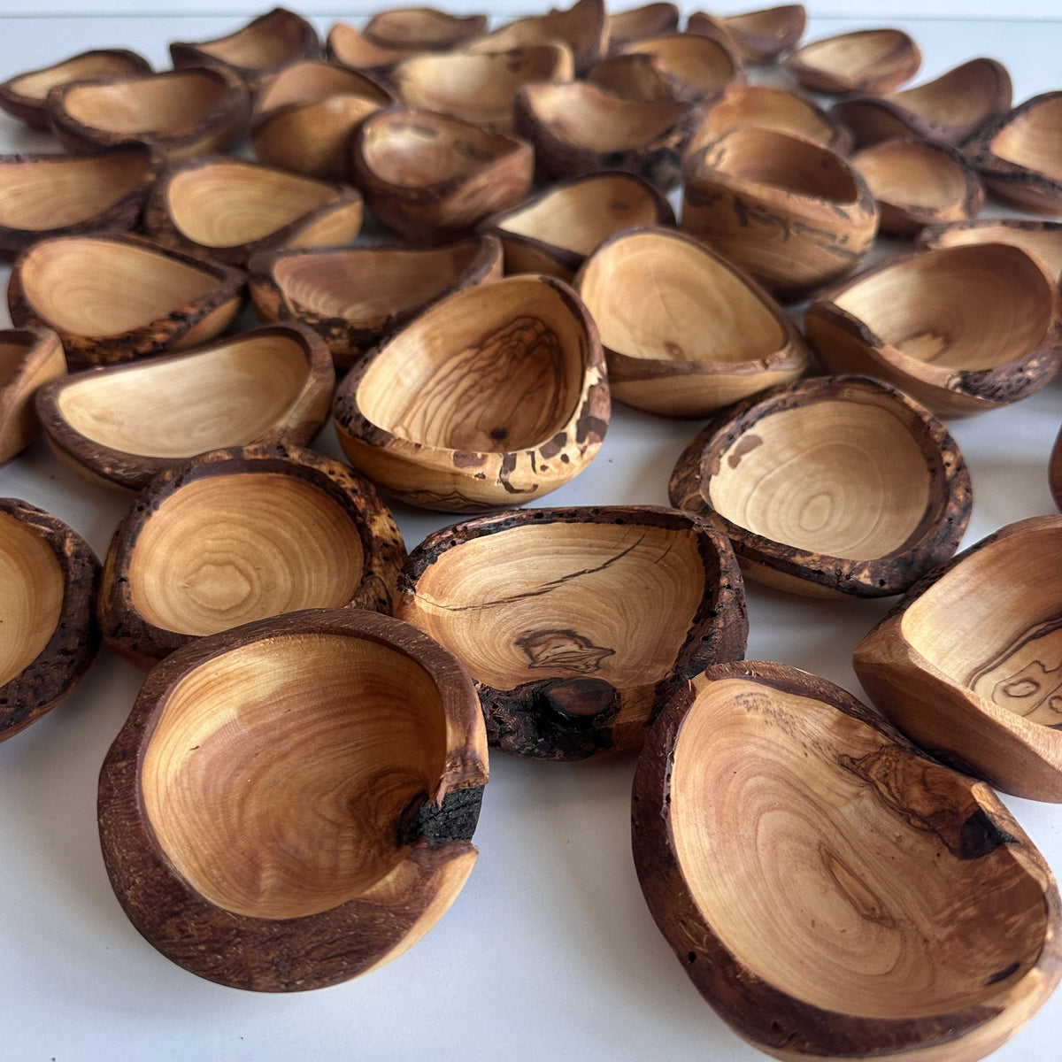 Deformed Olive Wood Rustic Mini Bowls in Bulk, Rustic Tiny Dishes