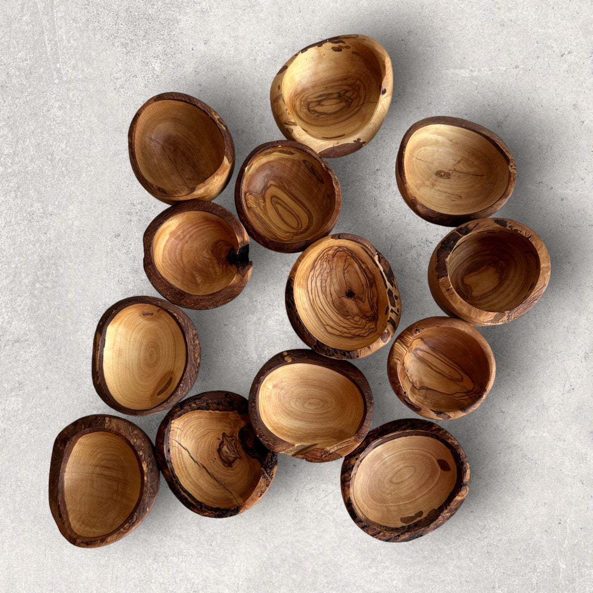 Deformed Olive Wood Rustic Mini Bowls in Bulk, Rustic Tiny Dishes