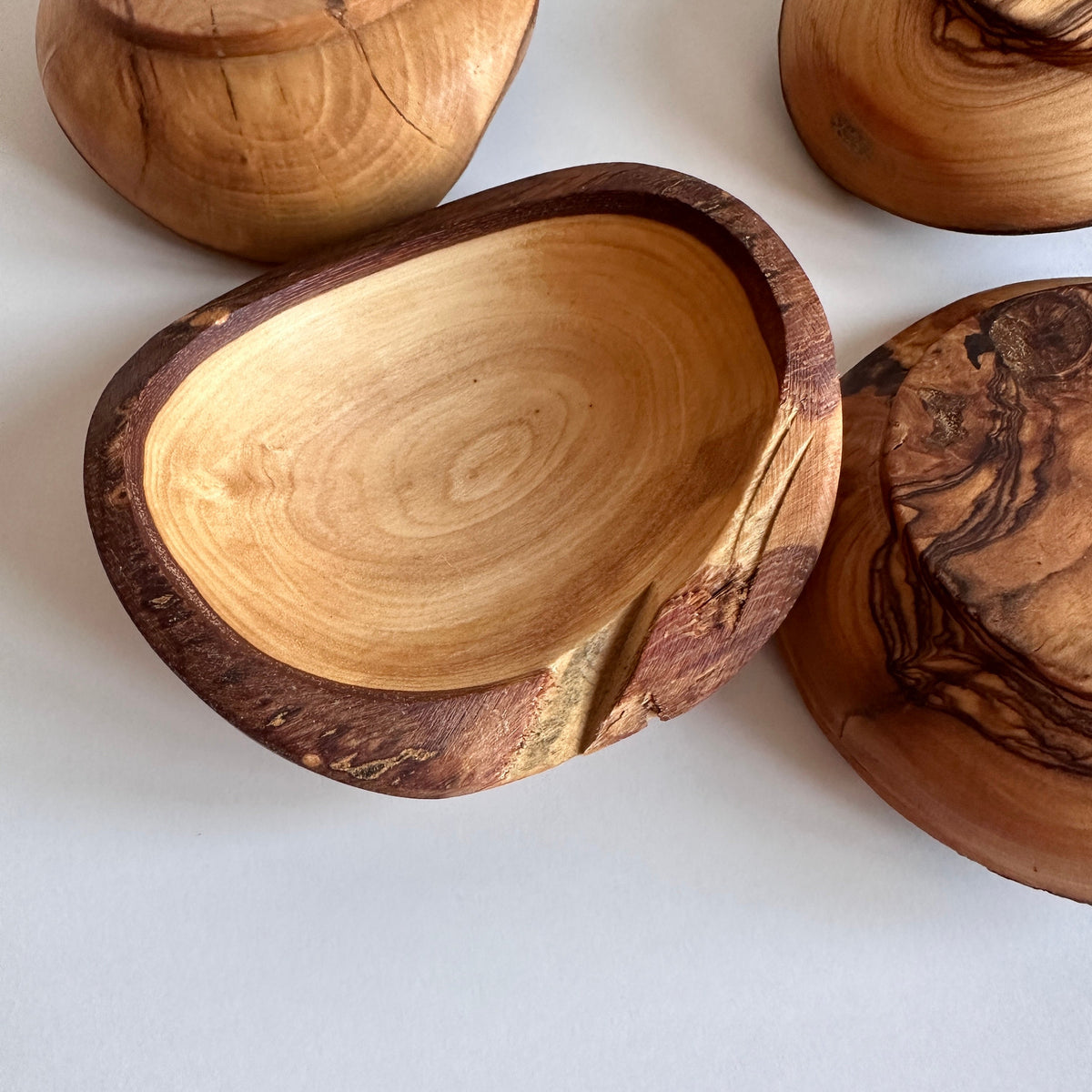 Deformed Olive Wood Rustic Mini Bowls in Bulk, Rustic Tiny Dishes